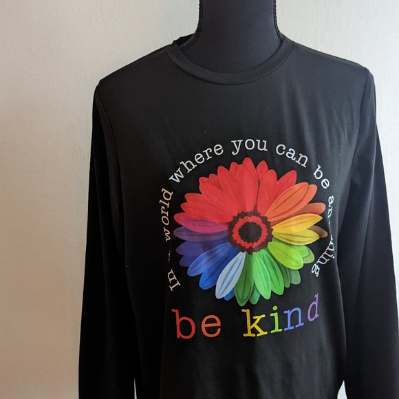 Be Kind Casual Loose Long-Sleeve T-Shirt - Picture 1 of 4